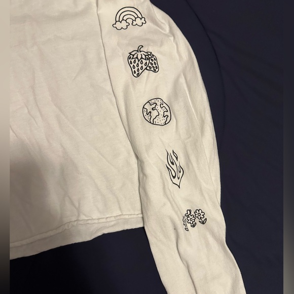 Vans cropped t-shirt with front and sleeve graphics. White size XL. - Picture 3 of 5